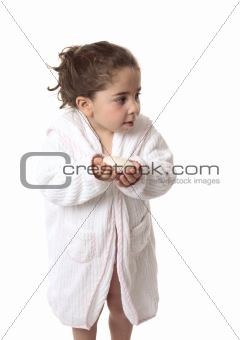 Child holding soap, cleanliness