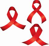 Red awareness ribbons set