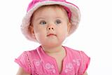 Toddler in pink hat