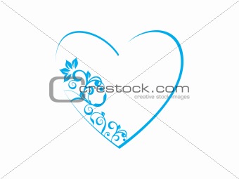 floral in heart frame theme in blue