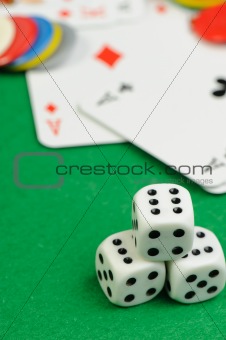dices and playing cards