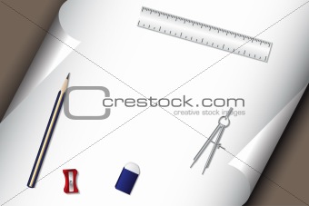 Stationery set with pencil paper eraser