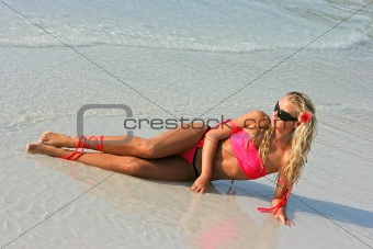 Blonde in the surf