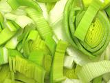 Sliced leek in a  very close-up view