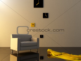 Interior - Time zone clock on modern style room