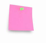 pink note pad reminder on wall with clipping path