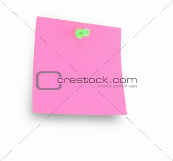pink note pad reminder on wall with clipping path