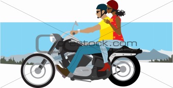 Couple on motorcycle 