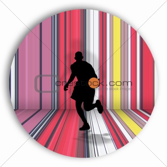Basket Player Over Stripes