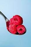 Raspberries on a spoon