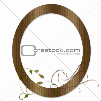 Cardboard Oval Frame With Floral And Bird