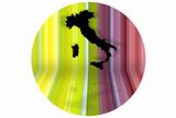 Italy Map Over Striped Background