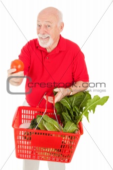 Senior Man Shops for Produce
