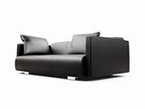 Black sofa over white