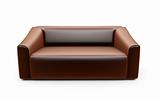 Brown sofa over white