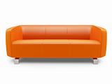 Orange couch over white