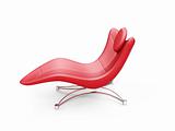 Red chaise lounge over white