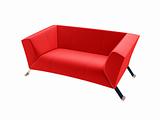 Red couch over white