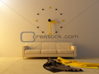 Interior - Big clock on sofa