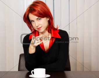 pretty caucasian businesswoman in the office