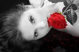 girl and red rose
