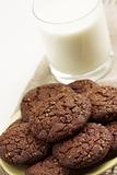 Chocolate cookies and a glass of milk