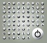 set of 72 various monochrome vector buttons, icons