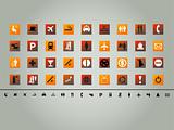 set of 36 various orange theme vector buttons, icons
