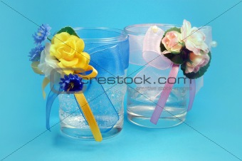 glasses with flowers