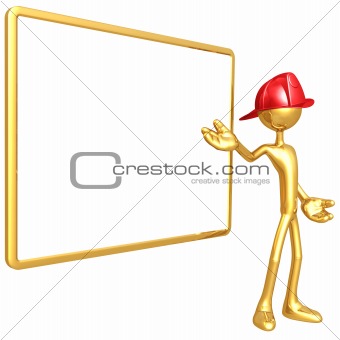 Fireman With Blank Sign