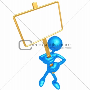 Holding Blank Picket Sign