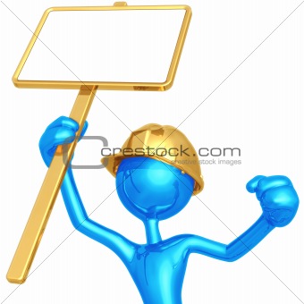 Construction Worker In Protest