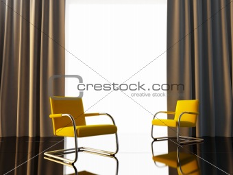 Interior - Yellow chairs in full light