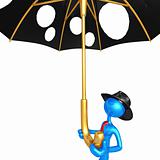 Businessman Holding A Giant Umbrella With Holes