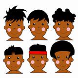 6 Cute African Kids Vector Illustration
