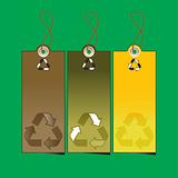 Set of 3 sale tags with recycling illustration