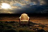 Throne in desolate rocky desert