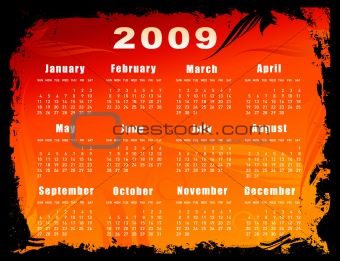2009 vector calendar - floral design