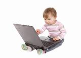 happy baby with laptop