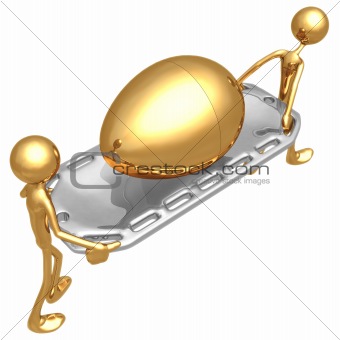 Injured Gold Nest Egg On A Stretcher