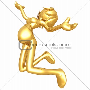 Pregnant Woman Jumping For Joy