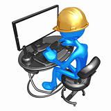 Construction Worker At Computer