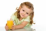 Little girl with fruit juice