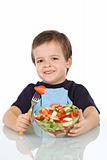 Boy with fruit salad