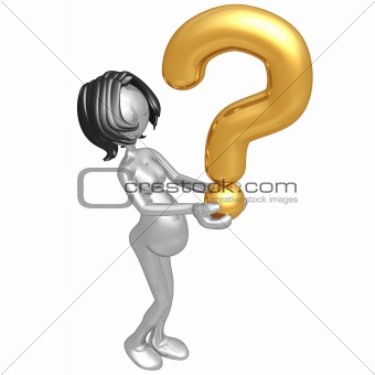 Pregnant Woman Holding A Question