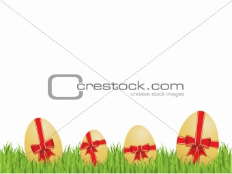 Easter eggs with bows and ribbons