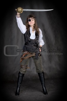 The girl - pirate with eye patch