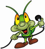 Happy Green Bug with microphone