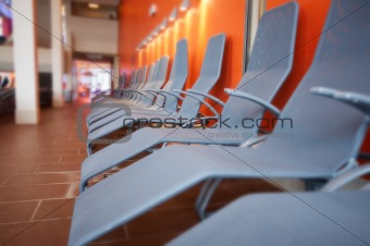 row of grey chairs