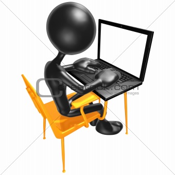 Student At Desk With Laptop